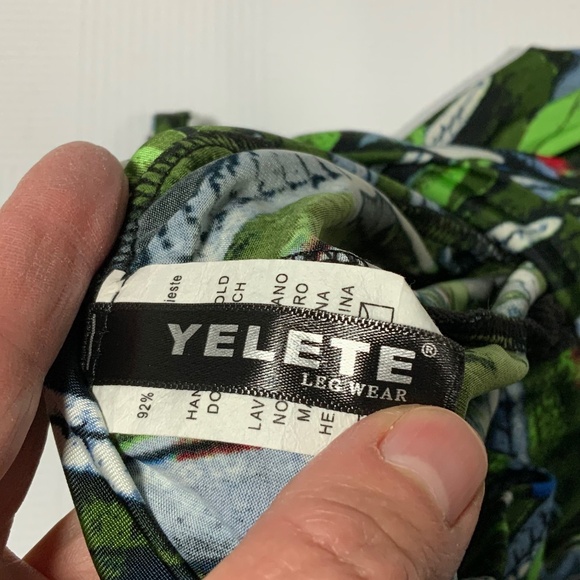 Yelete Wide Leg Colorful Green Pants - Medium - Picture 7 of 8